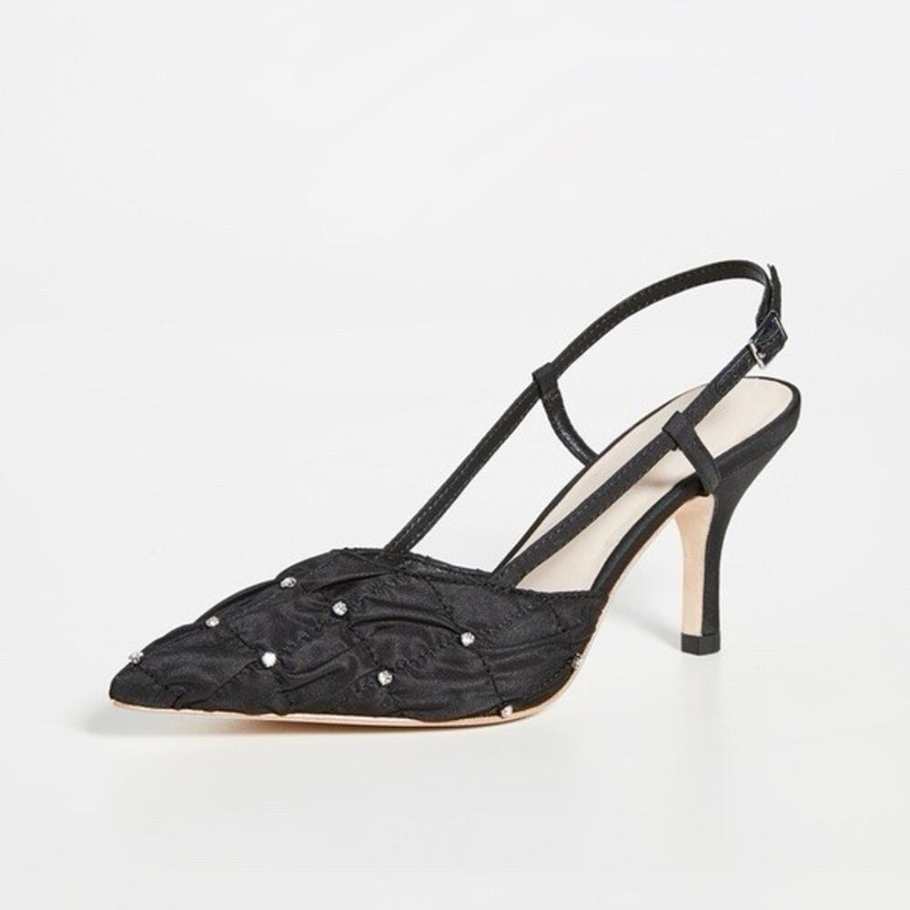 Loeffler Randall Athea Black Embellished Sling back Heels Point 7.5